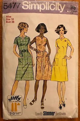 Vintage Sewing Pattern Simplicity 5477 70s Dress Pinafore Cut Sz 16 Bust 38  • £3