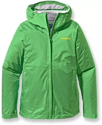 Patagonia Torrentshell H2No Full Zip Hoded Rain Jacket Logo Green Small Women • $41