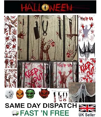£4.99 • Buy HALLOWEEN DECORATIONS Window Stickers Cling Hanging Skeleton Bloody Zombie Party
