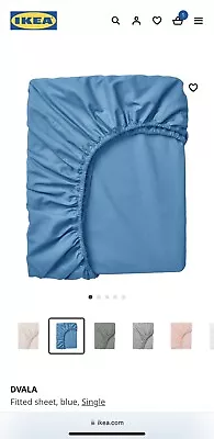 2 X IKEA Dvala Fitted Cotton Bed Sheet UK Size - Single (90 X 190) - Blue • £15