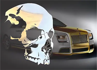 $4.99 • Buy CHROME Skull Decal Sticker For Macbook IPad Laptop Motorcycle JDM Car 4x4 Truck