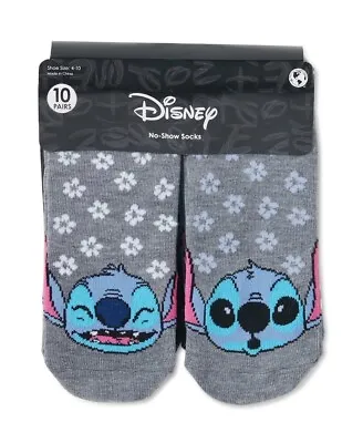 Disney Lilo & Stitch Cartoon 10 Pairs No Show Socks Womens Size 4-10 NEW • $13.95