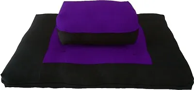 Zafu Zabuton Set Cotton Cushions Mats Seats Yoga Meditation Black/Purple • $82