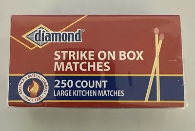 STRIKE On BOX 250 LARGE Wood Kitchen MATCHES Red Tip Wood Camping DIAMOND • $8.29