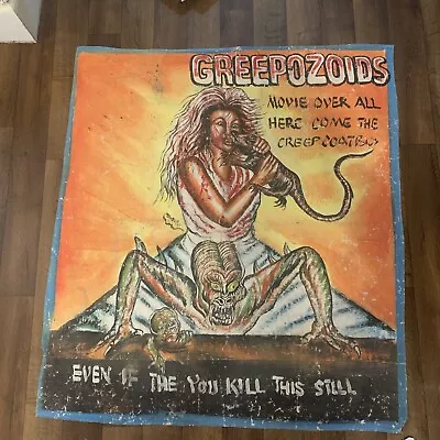 Ghana Movie Poster Painting Creepozoids Oil On Floursack By Mr Brew 45x40 In • $250