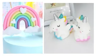 $17.95 • Buy Unicorn Rainbow Figures Pastel Colours Cake Topper Toys Pink Blue 1/2/3pcs NEW