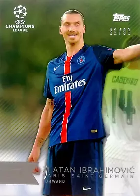 2015 Topps UEFA Champions League Showcase ZLATAN IBRAHIMOVIC PSG Green Card /99 • £24.95