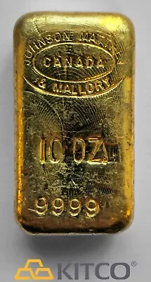 Vintage Johnson Matthey & Mallory 10 Oz Fine Gold Poured Bar 9999 Pour Lines • $25800
