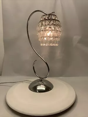 18  Tall Crystal Dangle Desk/table Lamp Chrome Base • $33.99