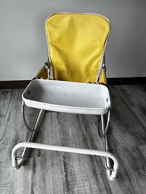 Vtg Cosco Metal Yellow Highchair Jumper Bouncer Chair 1950's • $28