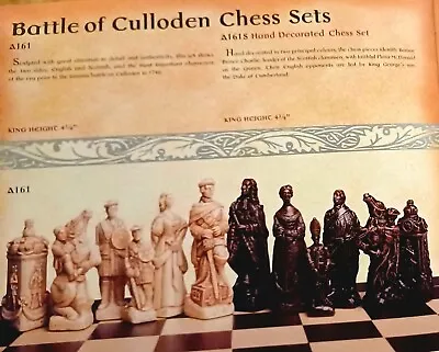 SAC Chess Battle Of Culloden. Resin & Stone 12cm King. Ivory & Burgundy Vintage • £99.95