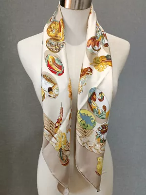 Pure Twill Silk 18 Momme Sand Wash Wrap Scarf Stole Eggs Feather Print Shawl 35  • $39.99