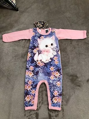 NEW Rock Your Baby Vintage Kitten Long Sleeve Size 000 0-3Months One Piece NEW • $44