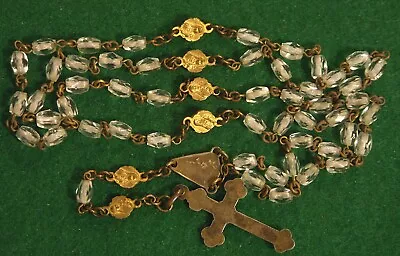 Vintage  Rosary St-Therese Of Lisieux With  Purse Metallic Flower Links 16  • $10