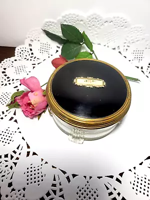 Vintage Art Deco Glass Lidded Powder Jar Rose Cameo Vanity Dresser Jar • $14.85