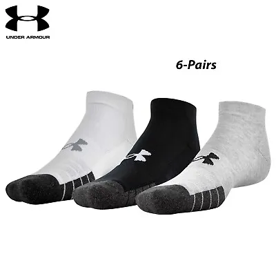 Under Armour Socks: 6-PAIR Performance Tech Low-Cut (L)- Steel/ASSTD • $18.99