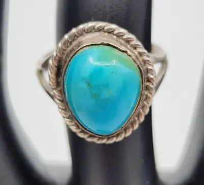 Vintage Native American Sterling Silver Turquoise Ring Size 6 • $39.85