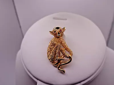 Old Vintage Crown Trifari Jewelry Monkey Animal Goldtone Booch Pin • $9.99