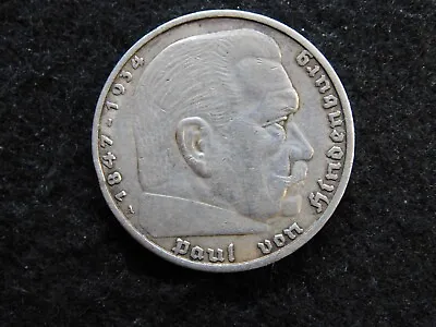 Von Hindenburg 5 Mark Coin - No Swastika - 1936 • $19