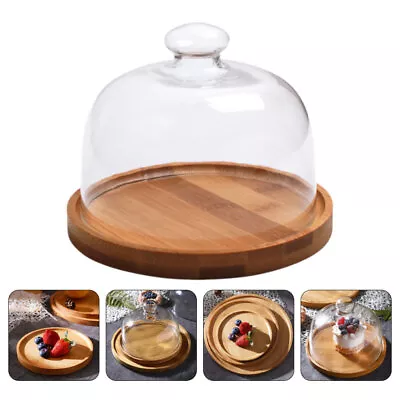 Vintage Wooden Cake Stand With Glass Dome & Fruit Holder • £19.99