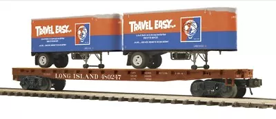 Mth Premier Long Island Flat Car W/ 20’ Pup Trailers 20-95380! O Scale Train • $149.99