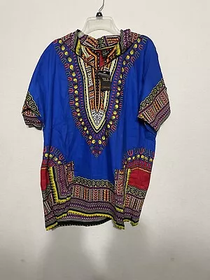 TIA This Is Africa Men's One Size Colorful Printed Dashiki Top/hoodie NWT • $15