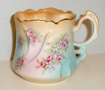 VINTAGE 1910's BRANDENBURG - MUSTACHE SHAVING MUG CUP - ANTIQUE ROSE PATTERN • $9.99