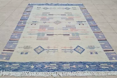 Authentic Hand Knotted Vintage Flat Weave Pictorial Kilim Area Rug 6.1 X 4.5 Ft • $1.25