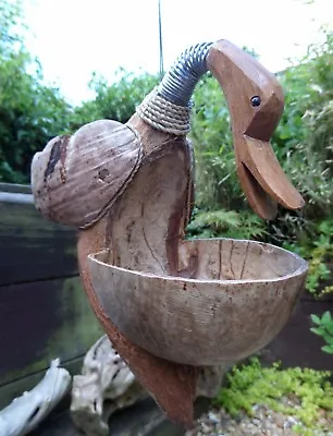 Hand Made Wooden Coconut Duck Bird Feeder Hanging Seed Station Fair Trade • £999.99