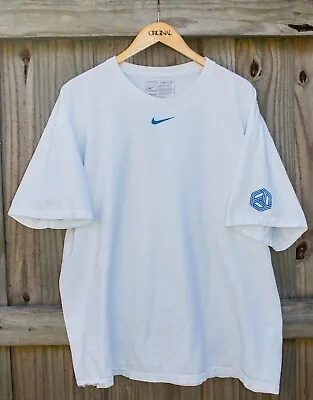 Vintage NIKE Team Center Swoosh Travis Scott Style White T-Shirt Men's Size XL • $69.99
