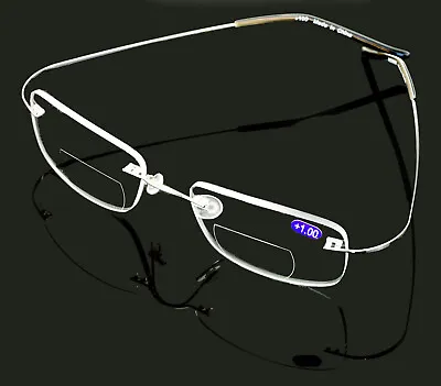 Bifocal Lightweight Slim Rimless Wire Reader - Flexible Reading Glasses Bi-Focal • $14.95