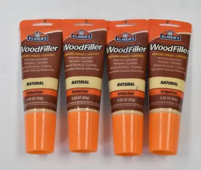 Lot Of 4 Elmer's Carpenter's Wood Filler 3.25 Oz Tube Natural E868 Paint Sanda • $19.99