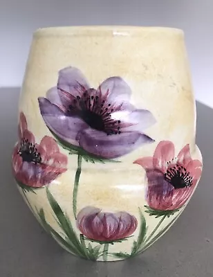 Elegant Art Deco BURSLEM POTTERY Hand Painted Vase Anemones E Radford Rare 1930s • £39.99