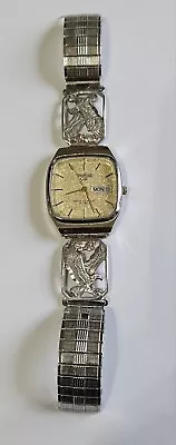 Black Hills Gold Men's 12k Gold Leaves Sterling Silver Eagle Watch • $45.95