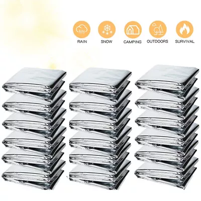 6-30 Pack Emergency Mylar Solar Blanket Survival Safety Insulating Thermal Silve • $9.90