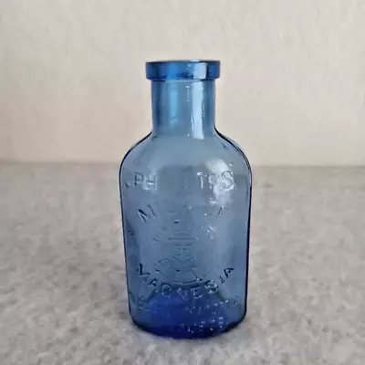 Milk Of Magnesia Blue Glass Medicine Bottle 1906 Cork Top 5  • $12.95