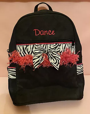 Dance Backpack Black Pink Zebra Quilted Embroidered Girls Bag Sassi Designs • $24.99