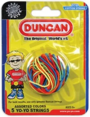 NEW SEALED Duncan Toys Yo-Yo String [Assorted Colors] - Pack Of 5 Cotton Strings • $6.95