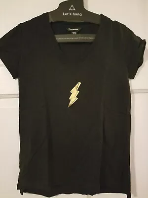 Zaggora/ Saint And Sophia Ziggy Lightening Bolt T-Shirt In Black Women's Size 2 • £18.34