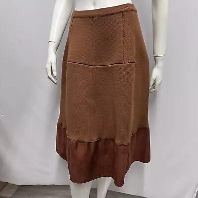 Marni Knit A-line Skirt Rust Heavy Knit & Faux Suede Size Medium M • $142.98