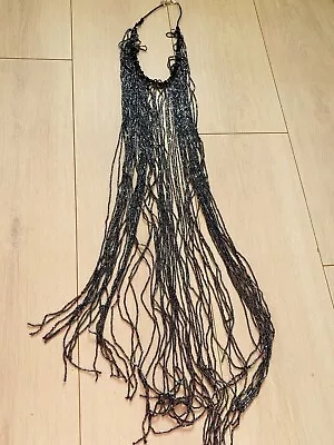 £23.99 • Buy Pewter Beaded Long Chest Necklace 25 Inches Ibiza Club Jewellery Glam Sparkly