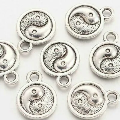 Tibetan Silver Charms Yin Yang 10mm Diameter 15 Or 30pcs C6 • £2.75