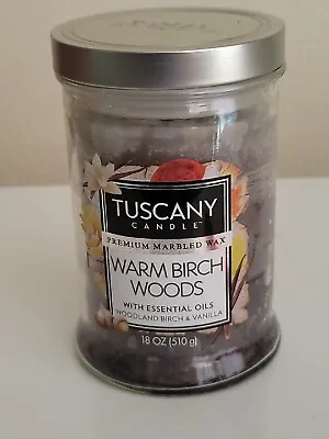 $14 • Buy Tuscany 18oz 2-Wick WARM BIRCH WOODS Marbled Wax Scented Candle 