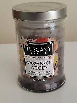 $14 • Buy Tuscany 18oz 2-Wick WARM BIRCH WOODS Marbled Wax Scented Candle 