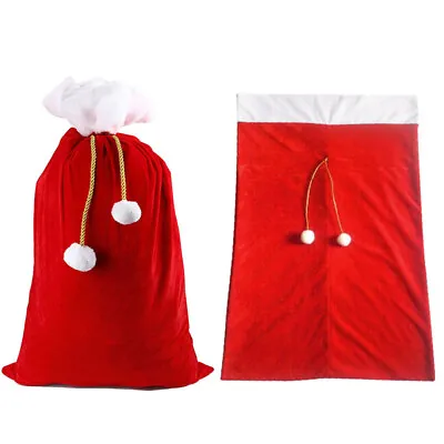 Large Red Santa Sack Father Christmas Drawst Bag Xmas Stocking Party Gift Bags Q • £8.06