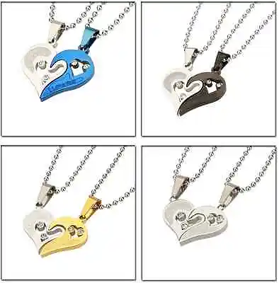 Men Women Couple Lover Necklace I Love You Heart Shape Pendant Stainless Steel • $8.99