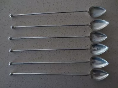 Set Of 6 Vintage  Sterling Silver Mint Julep / Ice Tea Straw Spoons Wallace • $108