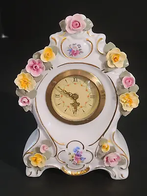NOT WORKING Dresden Mercedes Wind Up Miniature Porcelain Mantle Clock Germany • $50