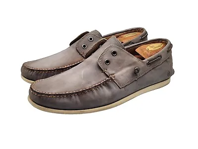 John Varvatos 11 Gray Schooner Boat Shoes Laceless Slip On • $23.99