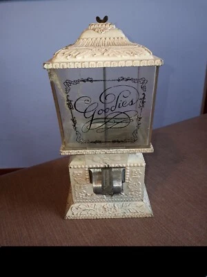 $150 • Buy Metal Candy Dispenser~Goodies~With Teaspoon~Patent Pending~Ivory & Pink~Vintage